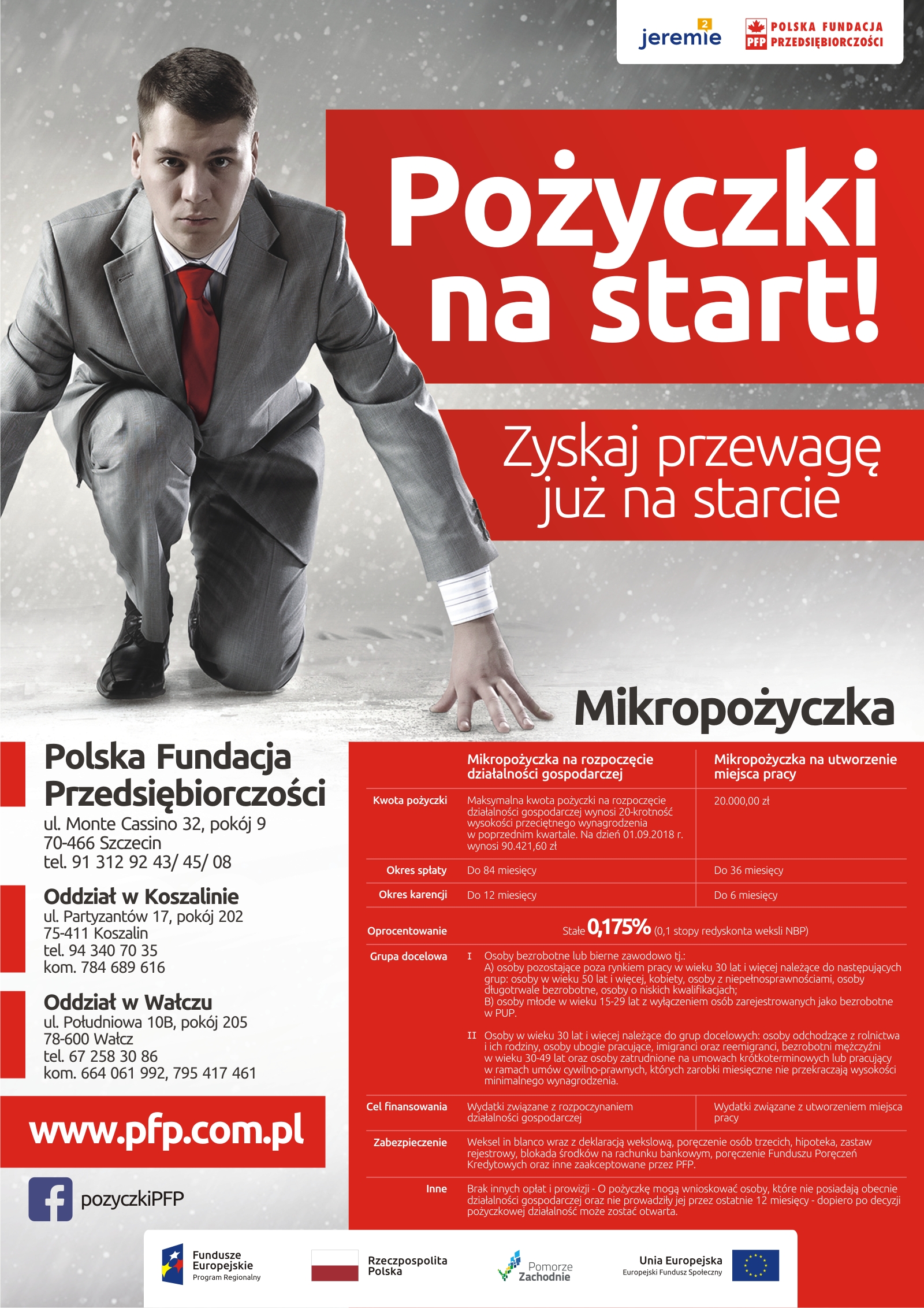 Plakat: Mikropożyczka. Polska Fundacja PRzedsiebiorczości