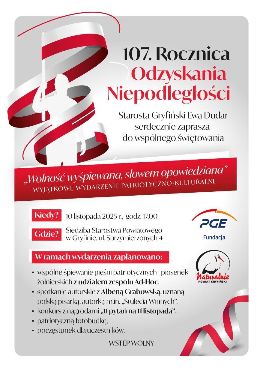 Plakat na 11 listopada 2025 r. z informacją o terminie wydarzenia